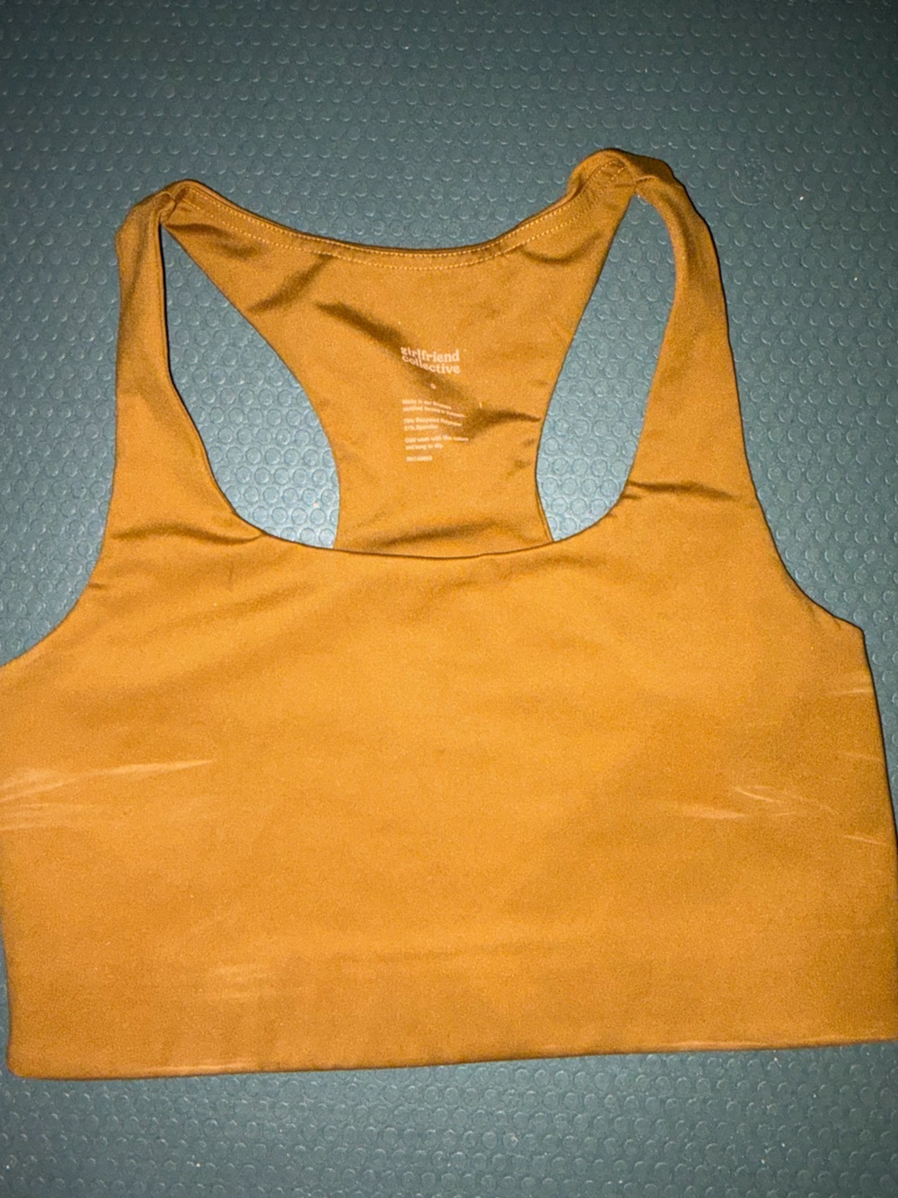 girlfriend collective mustard racerback sports bra